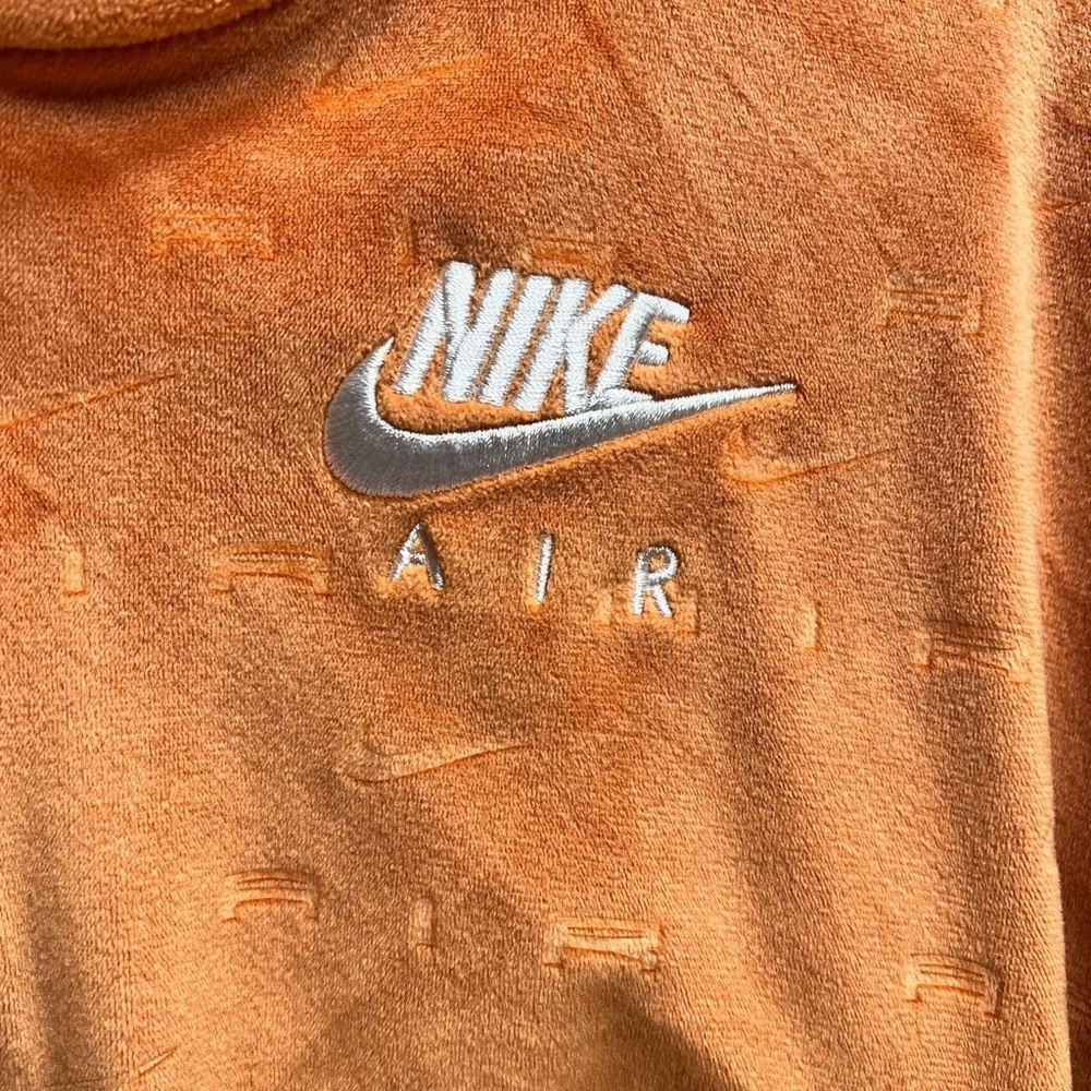 Women's Nike Air Swoosh Logo Printed Velour Jacke XS Orange Sport Spice Full Zip - Picture 3 of 6